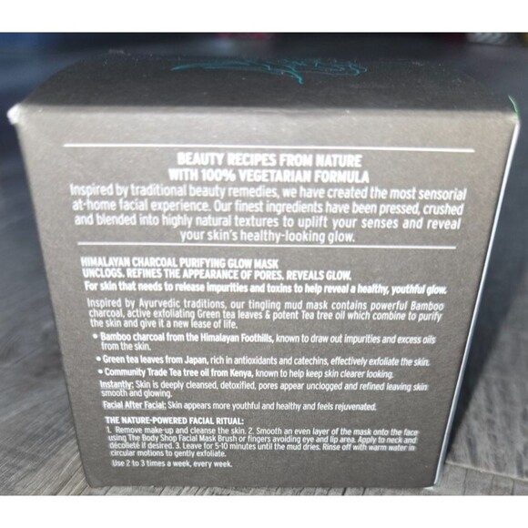 The Body Shop Himalayan Charcoal Purifying Glow Mask 3oz Vegan Tea Tree - Picture 2 of 5